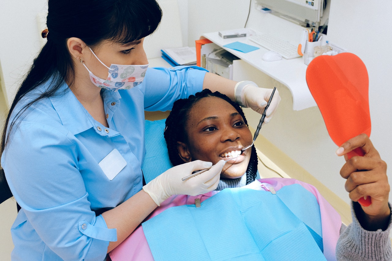 woman having dental check up